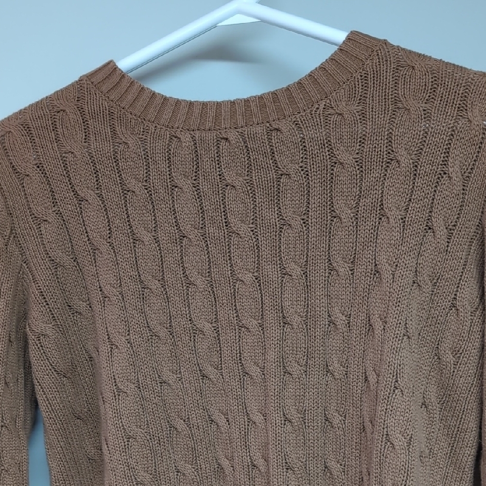 American Apparel Brown Cable Knit Sweater - Picture 2 of 5